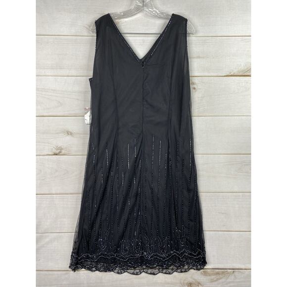 Vtg Phool Dress XL Little Black Beaded Overlay Lined Party 50's Retro Look NEW! - Picture 9 of 12